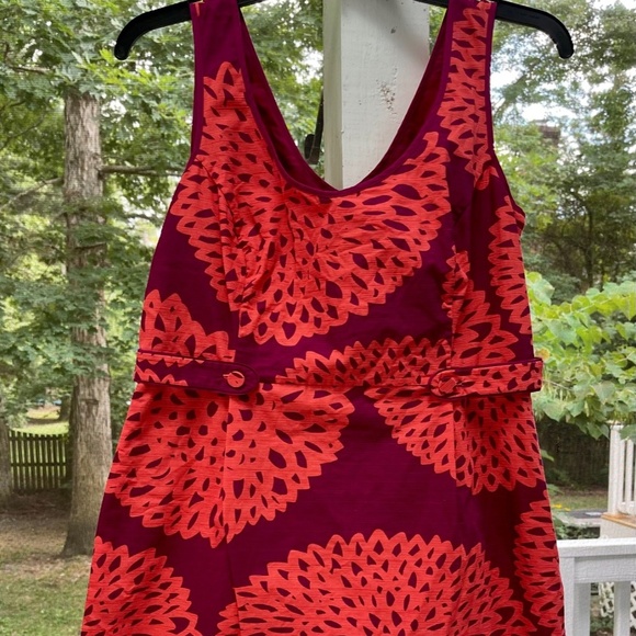 BODEN WOMEN'S PINK AND ORANGE FLORAL LINED 60s RETRO DRESS-10 - Picture 1 of 10